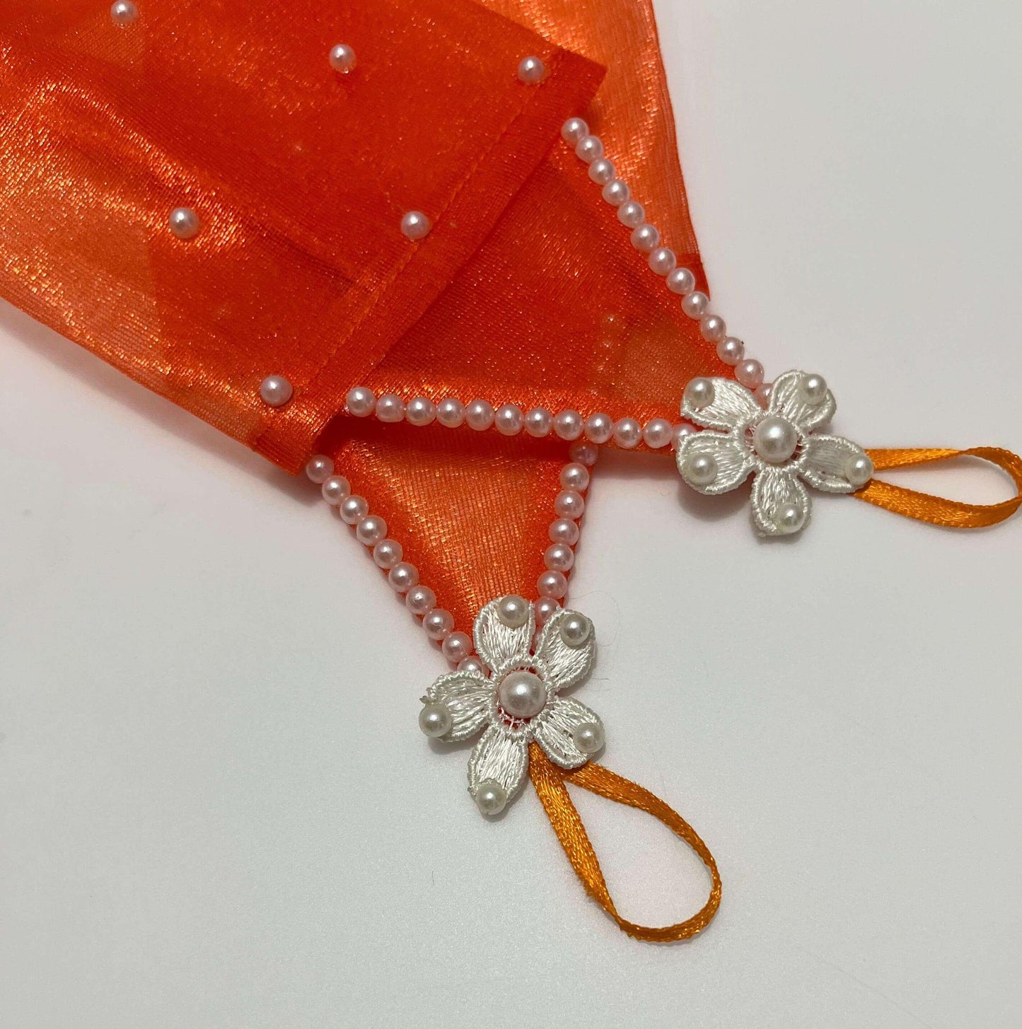 Orange Wrist-Length Princess Gloves | Royal Accessory