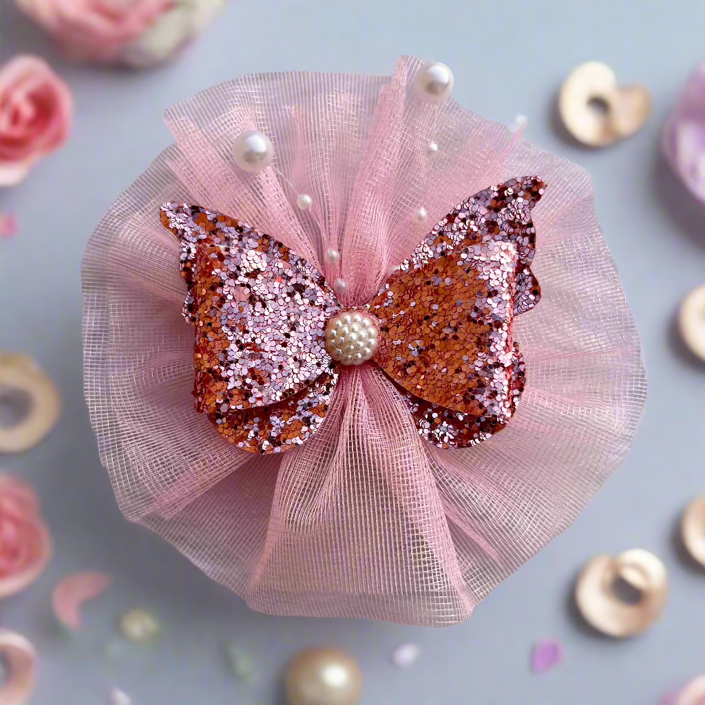 Pink Butterfly Hair Clip Fascinator