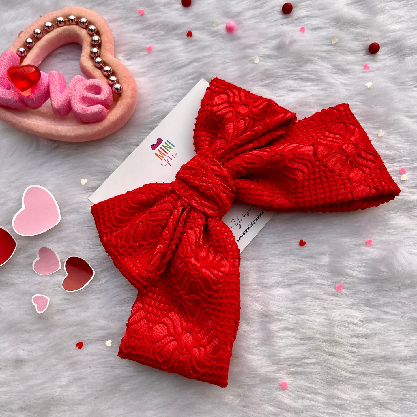 Red Knotted Pigtail Hair Bow | Designer Headpiece