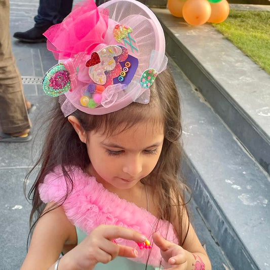 Personalised Name Candy Fascinator Headpiece | Designer Birthday Hair Accessory