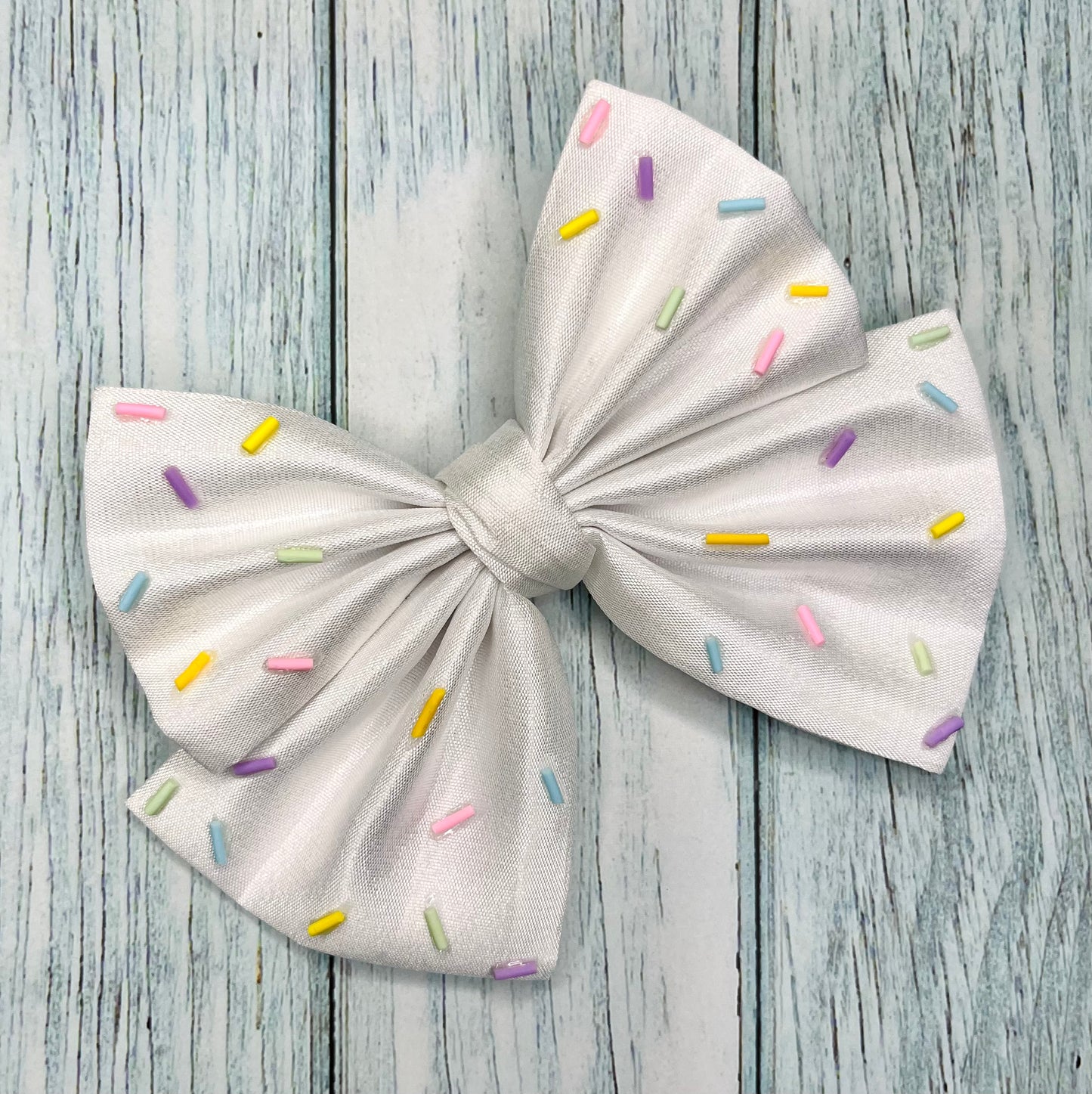 White Sprinkles Sailor Hair Bow | Women Designer Hair Clip