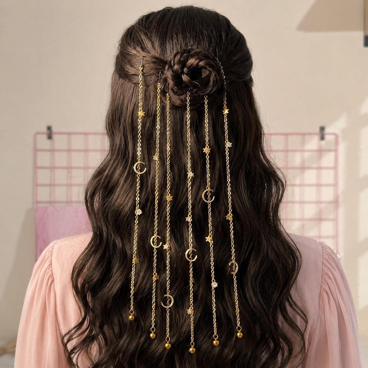 Crystal hair chain for sangeet and cocktail styling