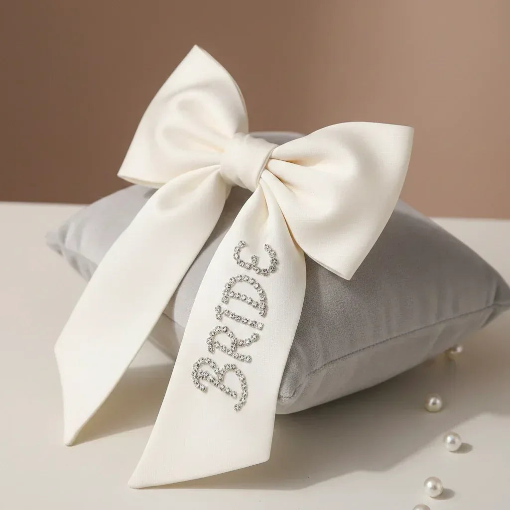 Personalised crystal name bow for bridesmaids and bridal party gifts