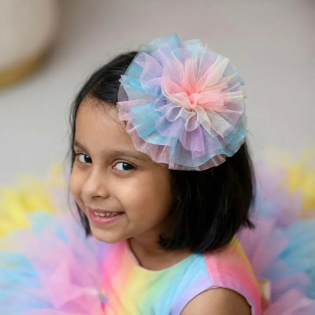 Unicorn Rainbow Multicolor Fascinator Headpiece for Girls - Hair Clip or Headband