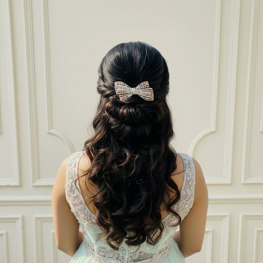Pastel Luxe Crystal Bejeweled Bow Hair Clip