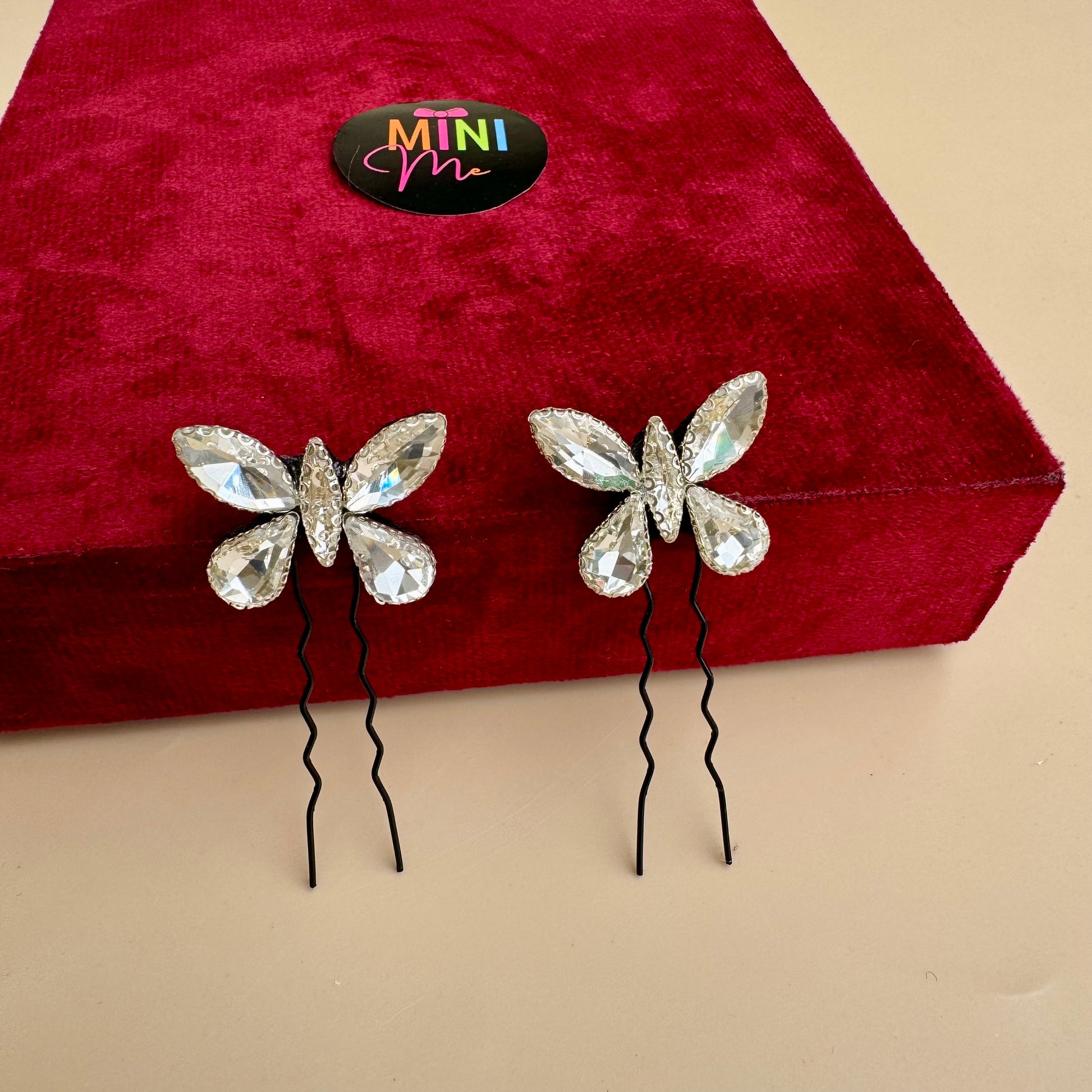 Crystal Butterfly Hair Pins (Set of 2)