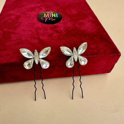 Crystal Butterfly Hair Pins (Set of 2)