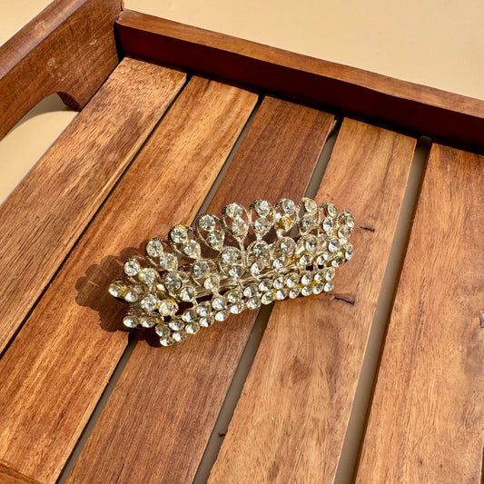 Golden Royale Crown Crystal Barrette Clip