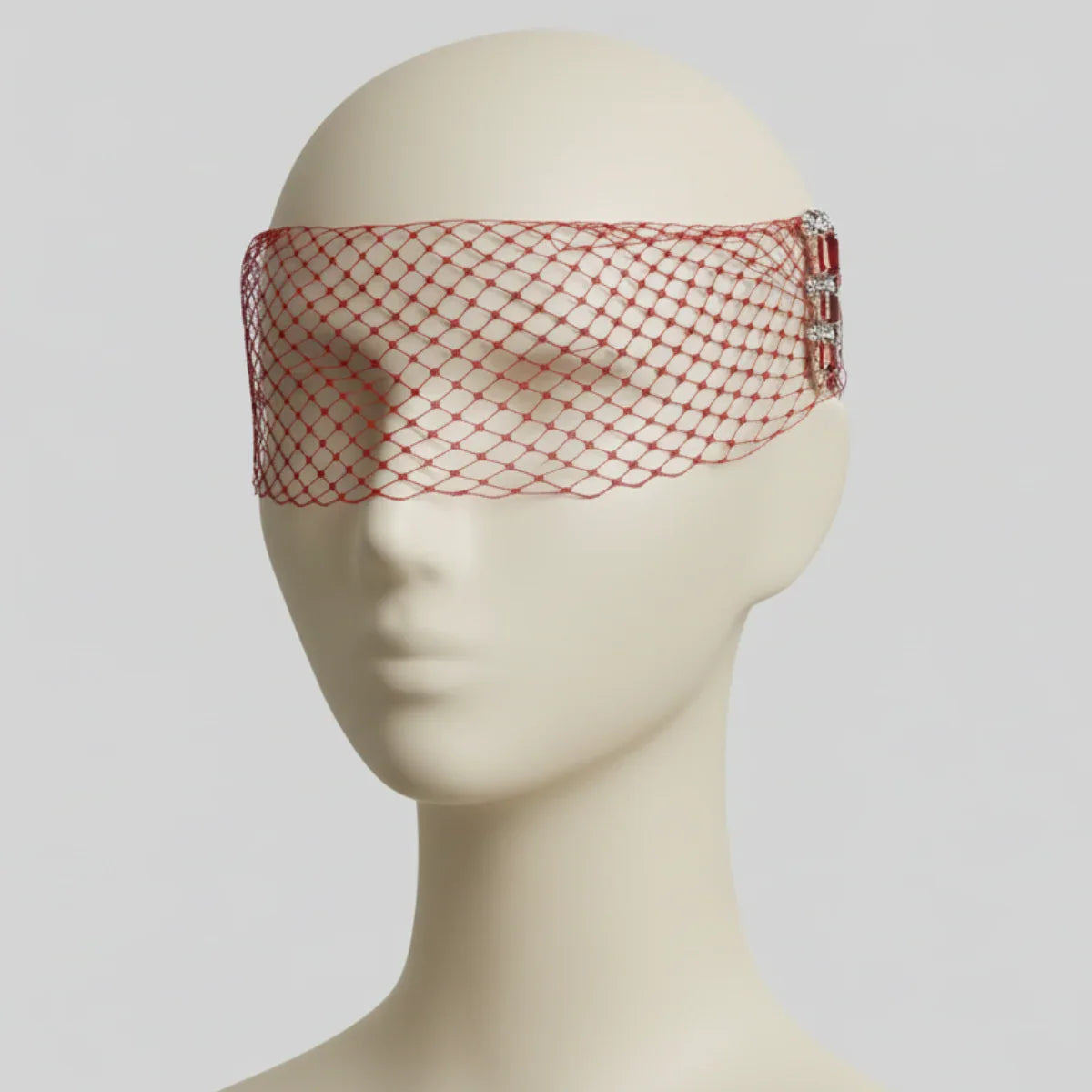 Deep Red Wide-Eye Birdcage Veil