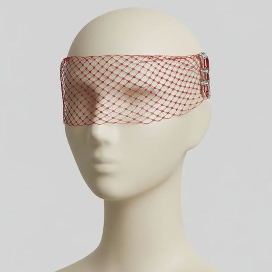 Deep Red Wide-Eye Birdcage Veil