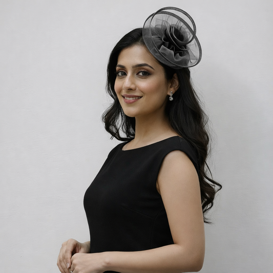 Twisted Black Flower Fascinator