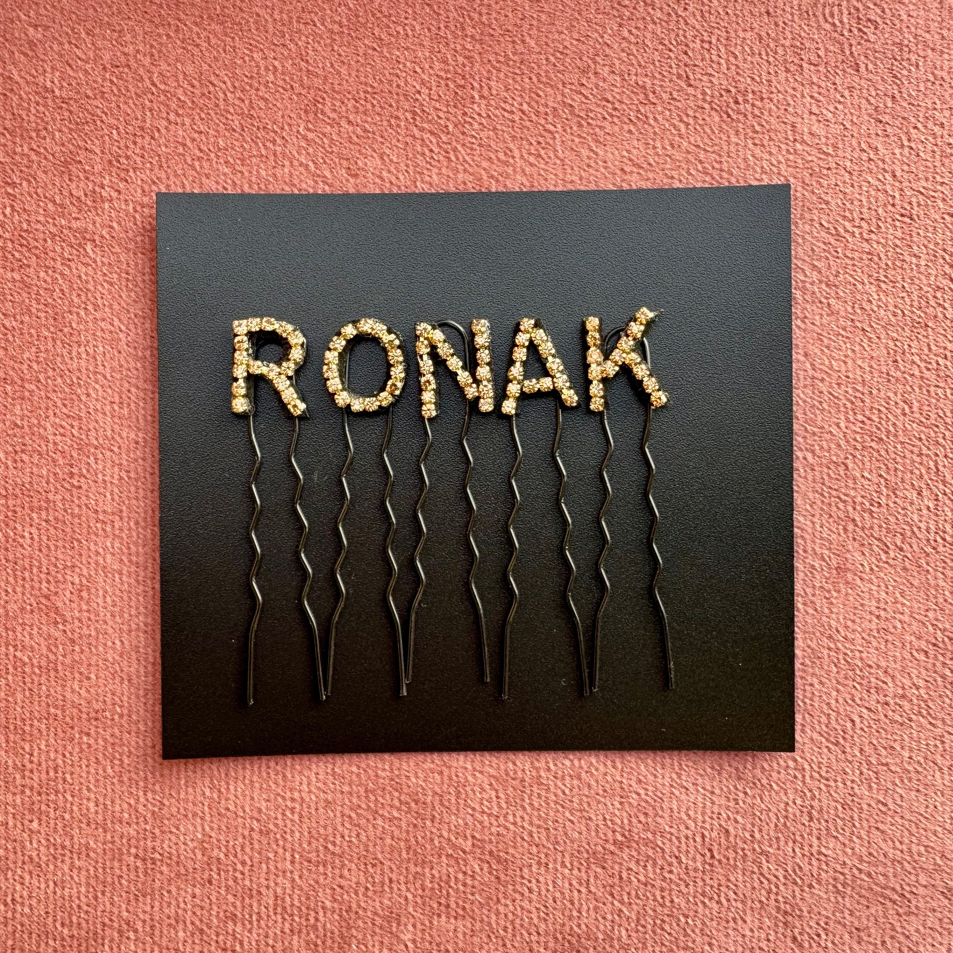 Custom Name Champagne Gold Crystal Letter Clips (Small)