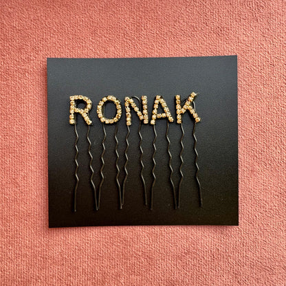 Custom Name Champagne Gold Crystal Letter Clips (Small)