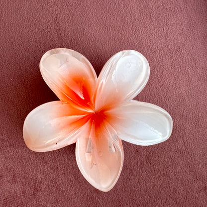 Peach Pink Flower Claw Clip