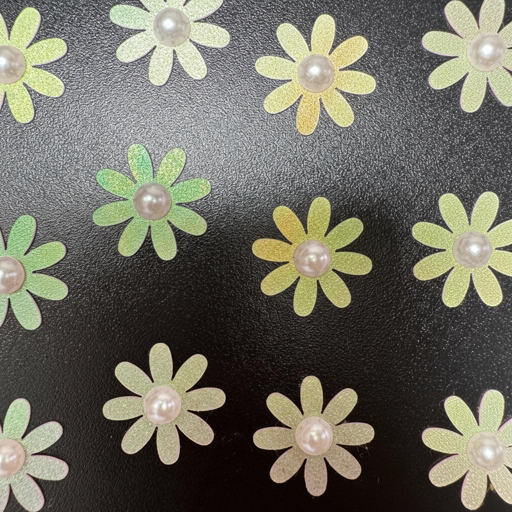 Pink Daisy Pearl Velcro Hair Stickers – Set of 12