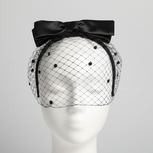 Black Birdcage Veil With Bow