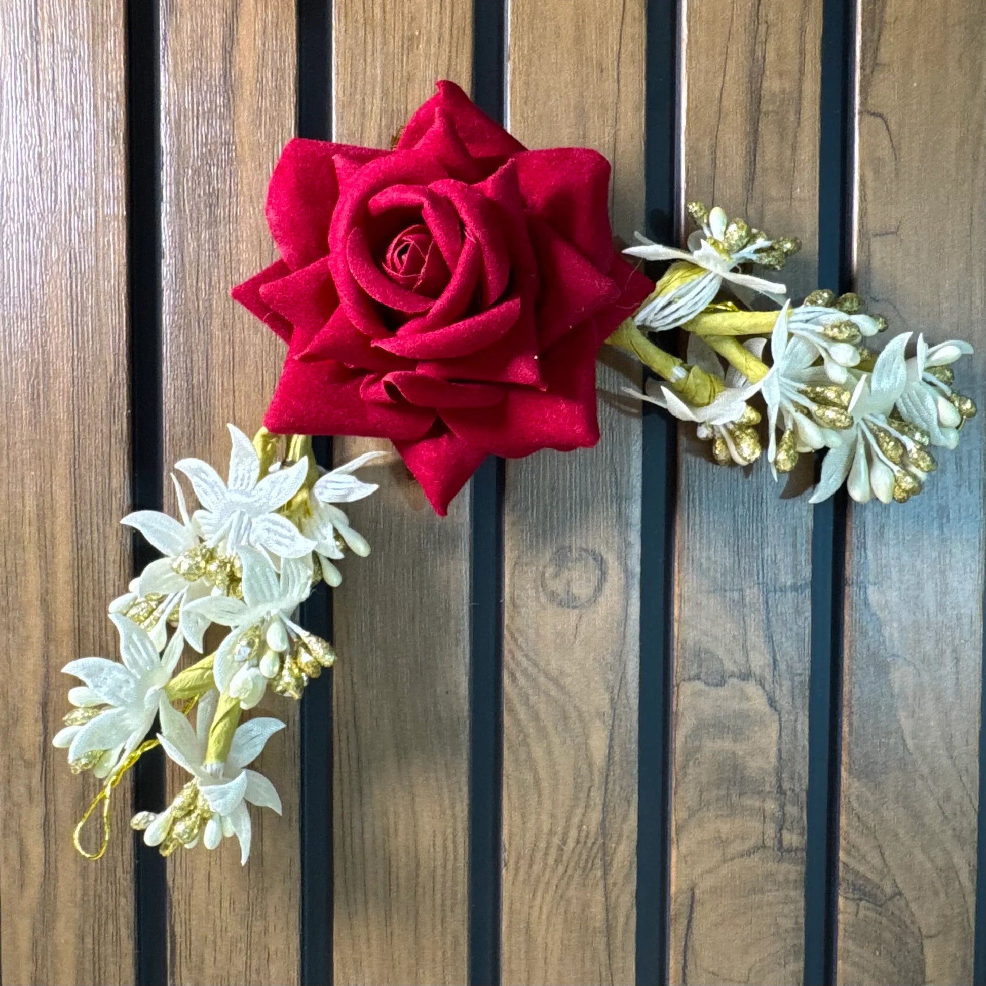 Rose Blossom Gajra with Classic Red Rose