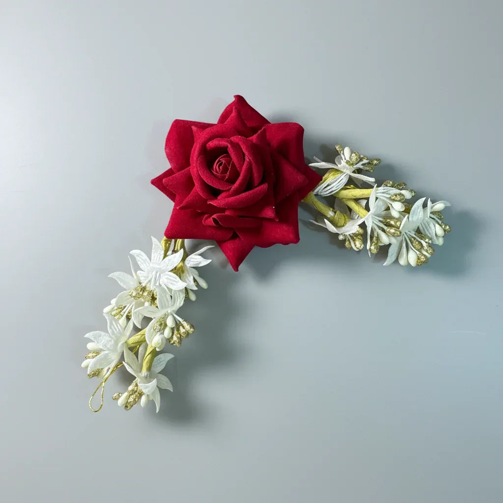 Rose Blossom Gajra with Classic Red Rose