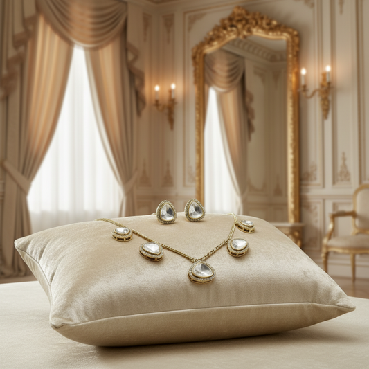 Kundan Necklace Set with Gold Detailing