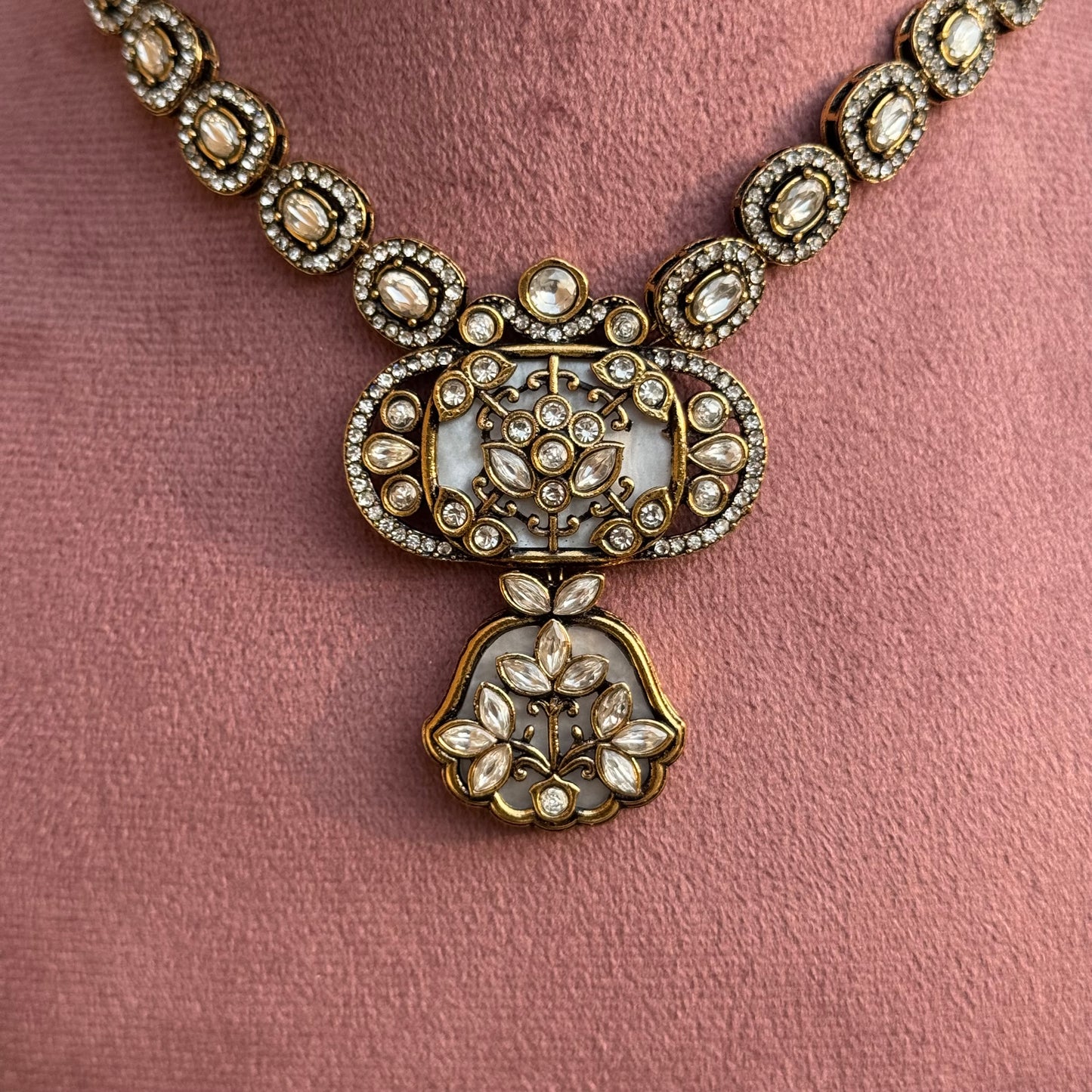 Antique Moissanite Earring with Floral Detailing
