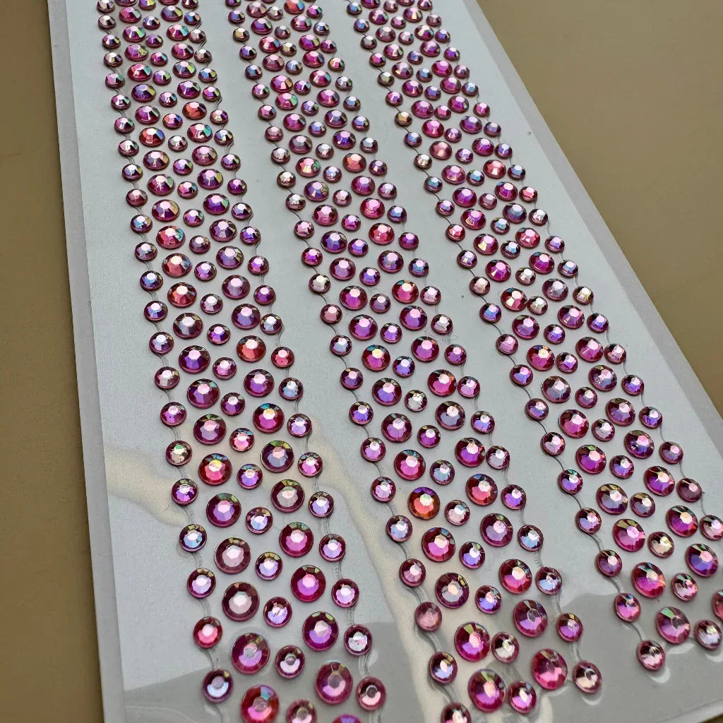 Rhinestone Pink Bling Hair Sticker | Self-Adhesive