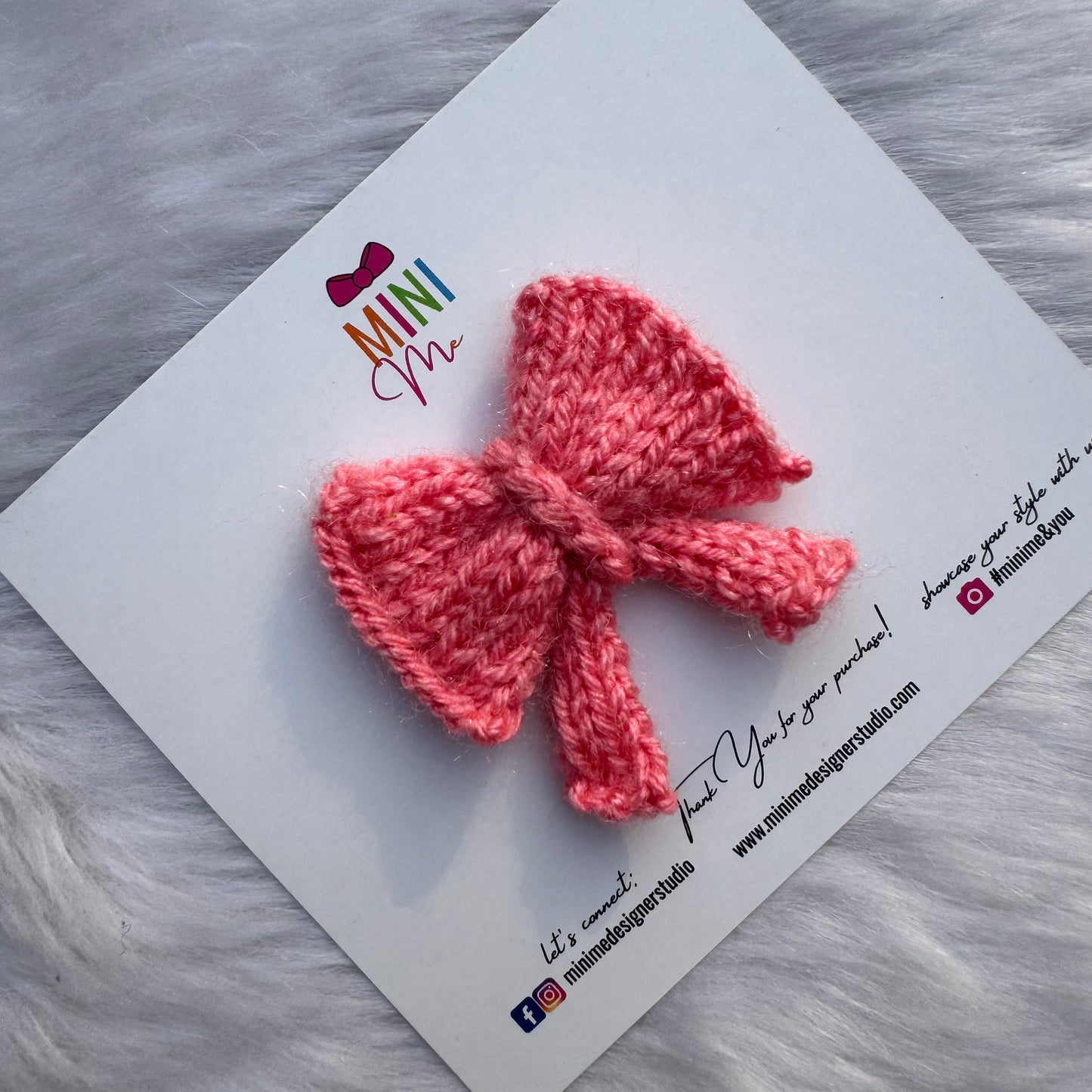 Pink Knitted Bow Baby Headband