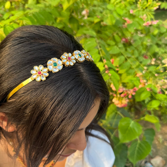Polki Kundan Hairband | Festive Floral Hair Accessory 