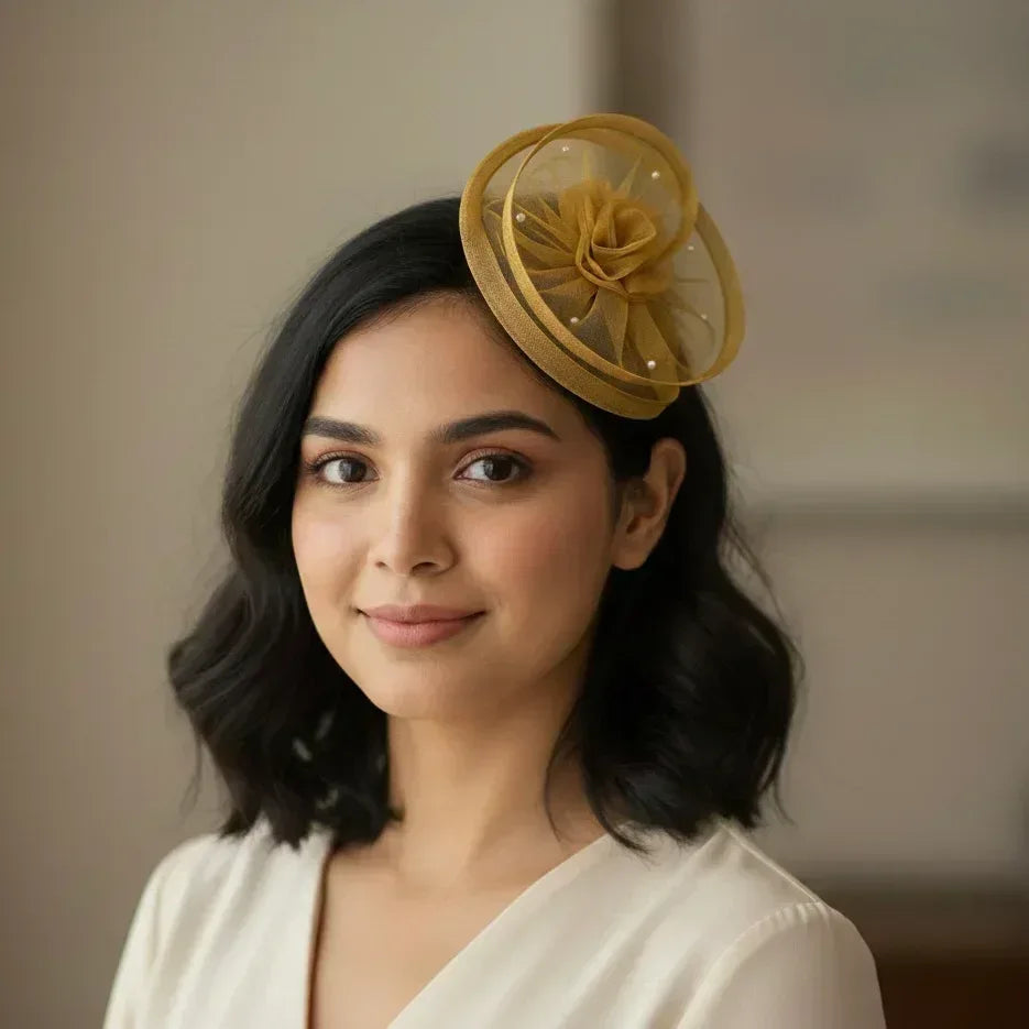 Mustard Gold Twisted Fascinator Hat