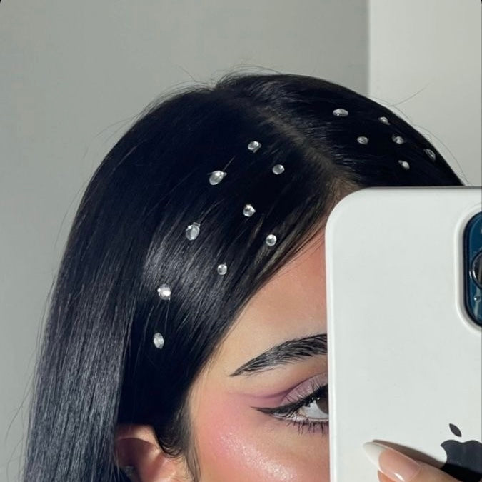 Crystal Dot 3D Hair Sticker Sheet | Self-Adhesive