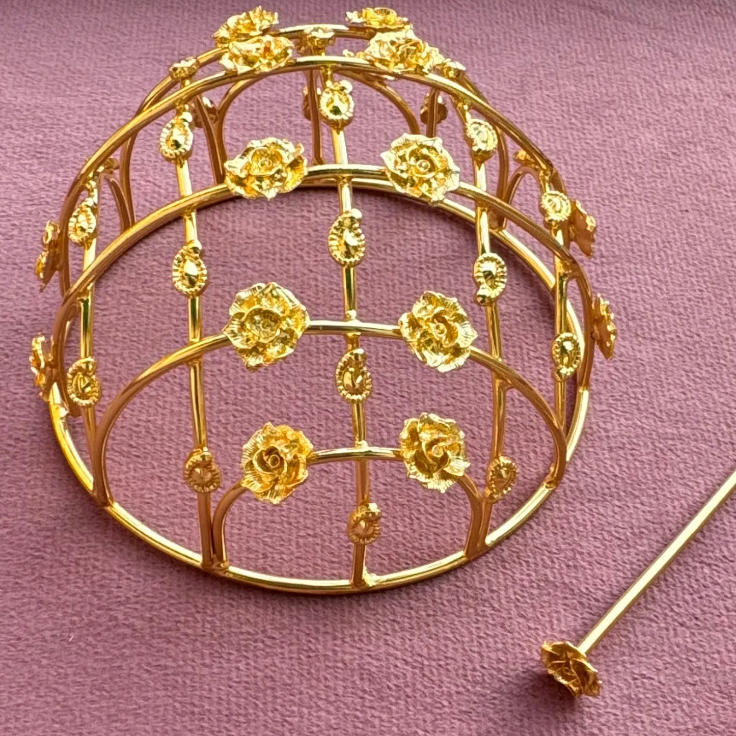 Floral Brass Bridal Bun Cage