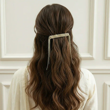 Crystal Rhinestone Tassel Barratte Clip