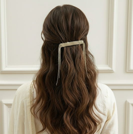 Crystal Rhinestone Tassel Barratte Clip