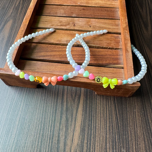 Candy Pearl Heart & Bow Headband – Name Initial (2 Color Options)