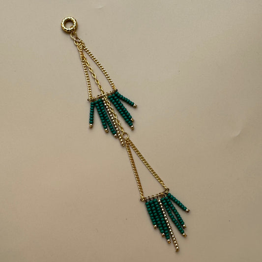 Gold & Green Beaded Tassel