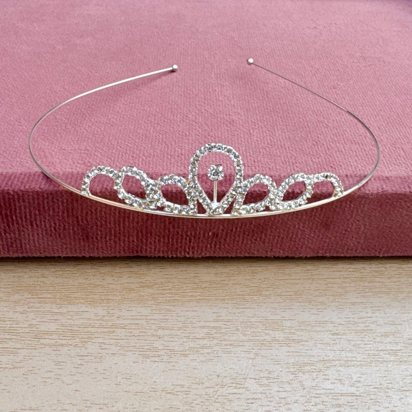 Silver Crystal Petal Tiara Headband