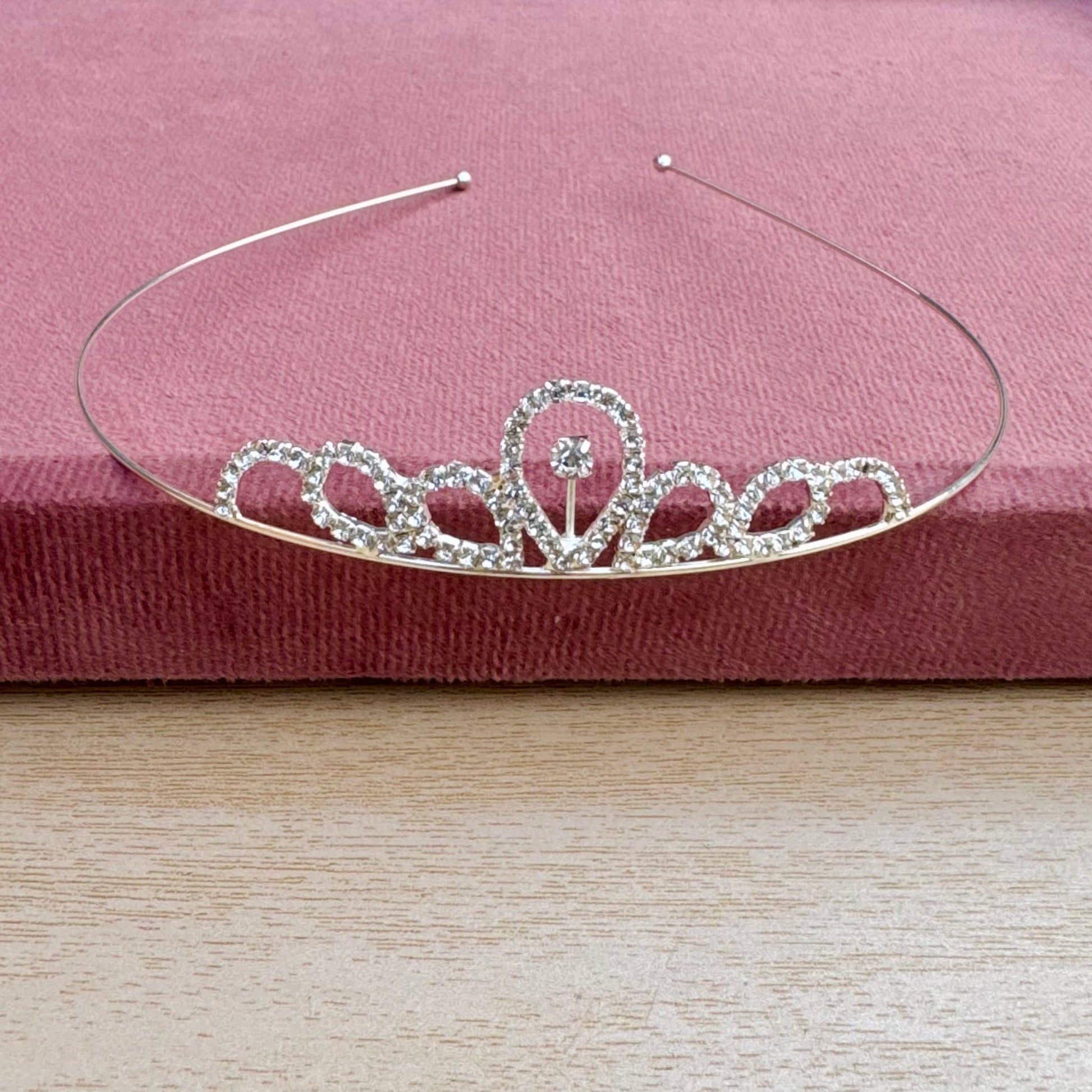 Silver Crystal Petal Tiara Headband