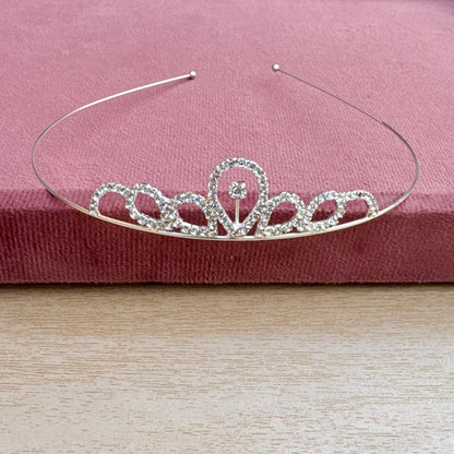 Silver Crystal Petal Tiara Headband