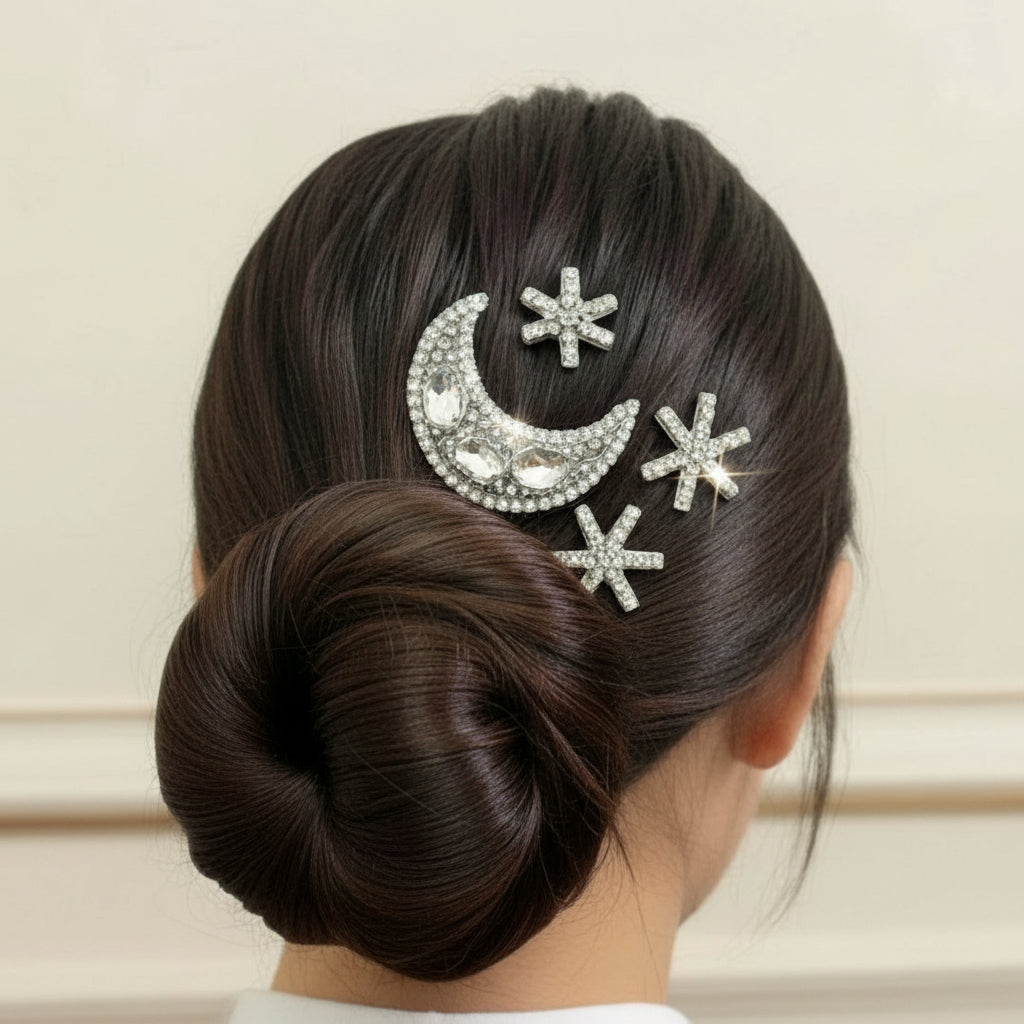 Celestial Sparkle Hair Pin Set – Moon & Stars