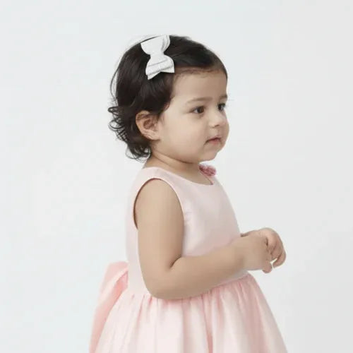 White Glitter Bow Hair Clip for toddler girls