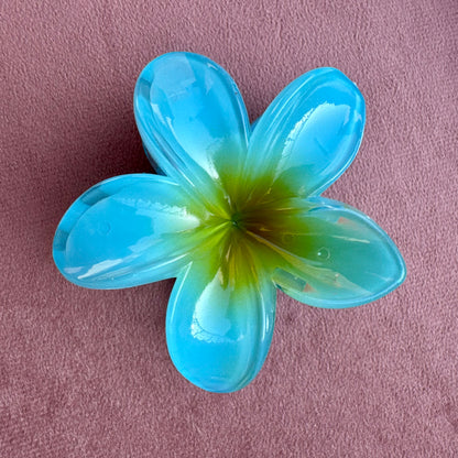 Blue Green Flower Claw Clip