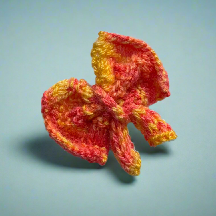 Multicolor Red Yellow Knitted Bow Hair Clip