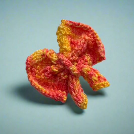 Multicolor Red Yellow Knitted Bow Hair Clip