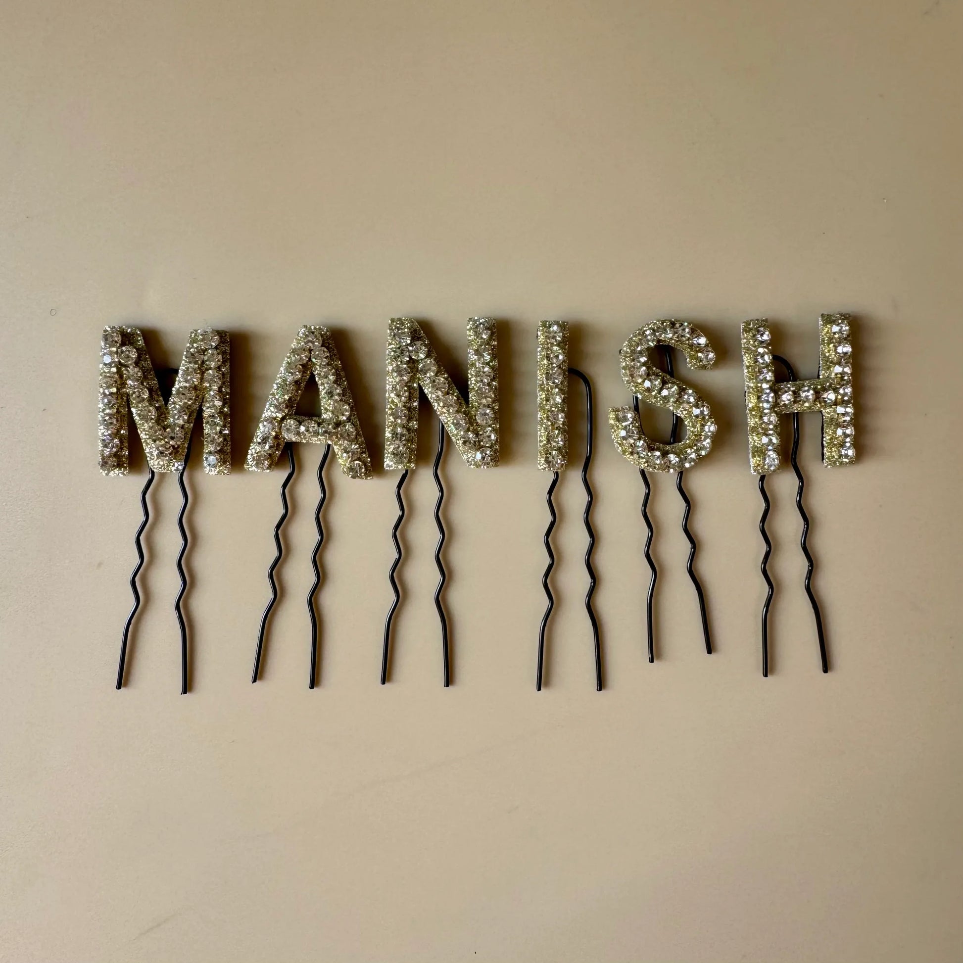 Custom Name Silver Crystal Golden Luxe Letter Clips