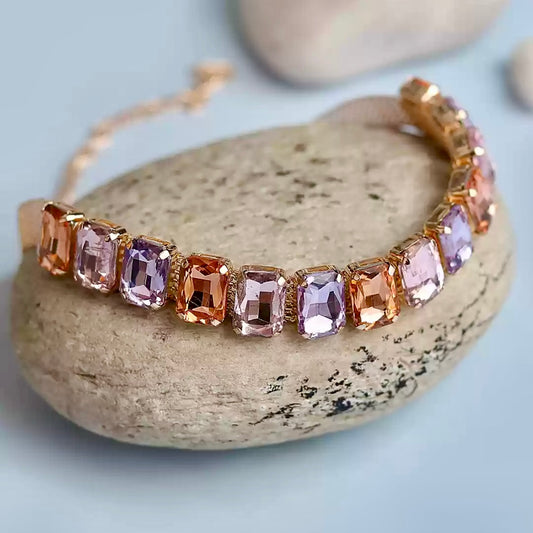 Multicolor Crystal Choker Necklace – Pastel Stone Statement Jewelry