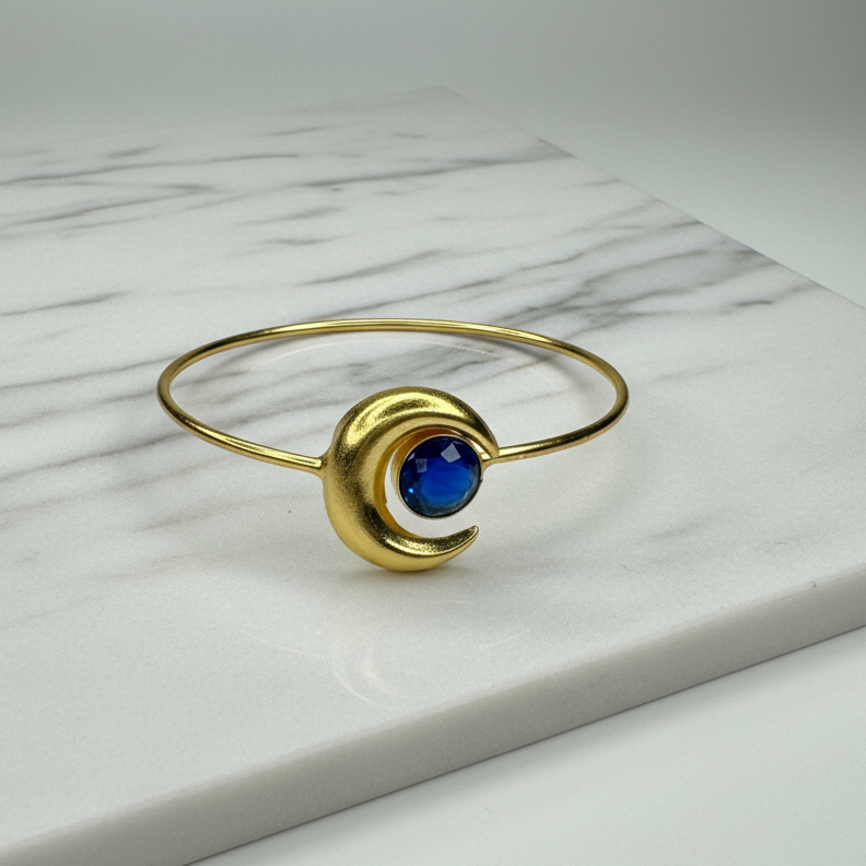 Blue Crescent Adjustable Golden Bracelet