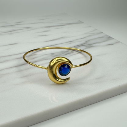 Blue Crescent Adjustable Golden Bracelet