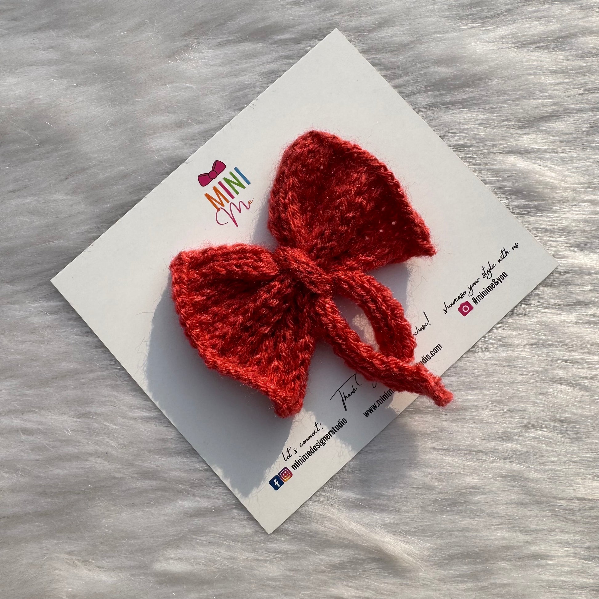 Rust Knitted Tail Bow Hair Clip