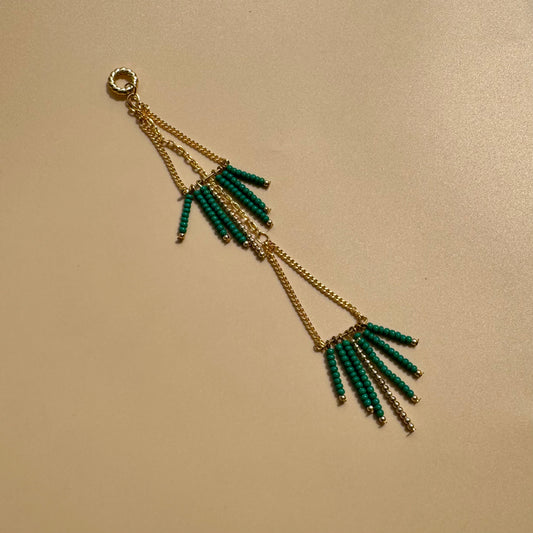 Gold & Green Beaded Tassel