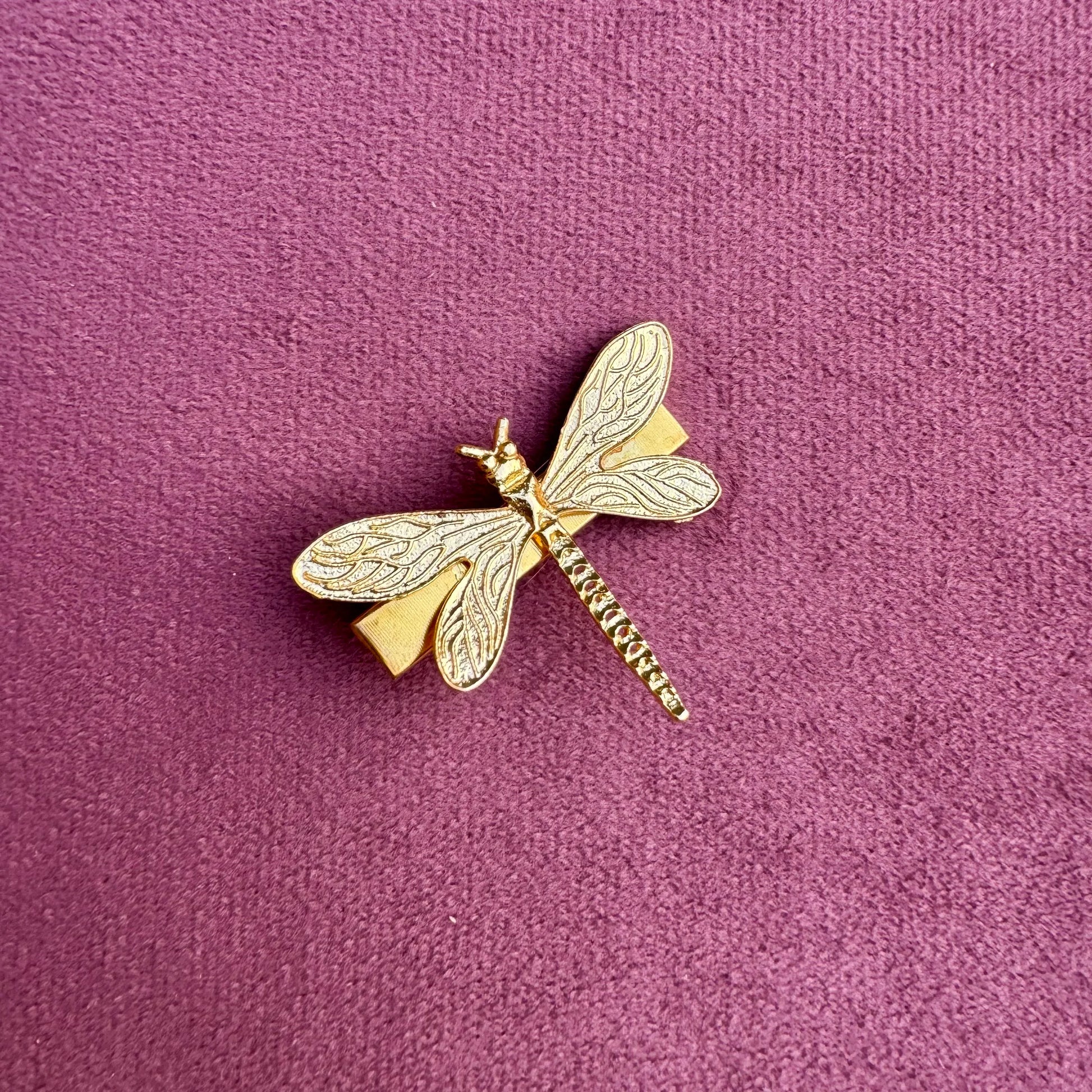 Golden Brass Dragonfly Hair Pin