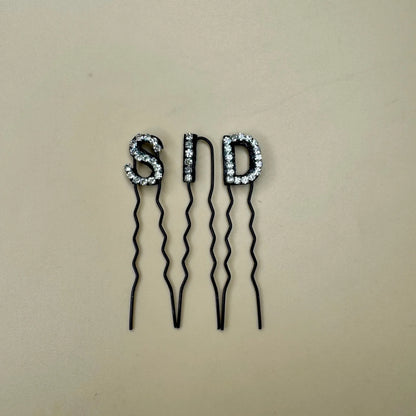 Custom Name Silver Crystal Alphabet Letter Pins